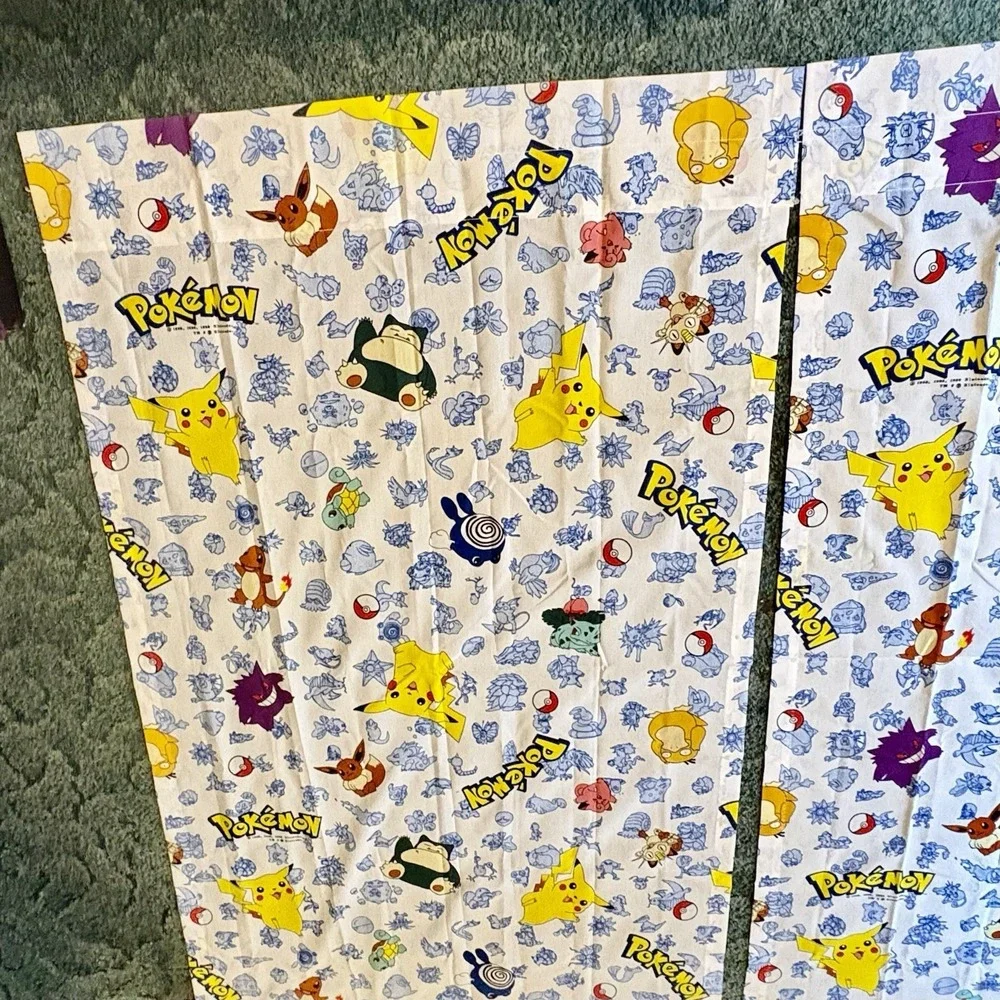 Pokémon Curtains VTG 1990s All Over Characters Great Set